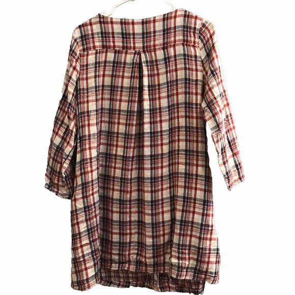 Entro Womens Multicolor Plaid Quarter Sleeves Button Front Shirt Dress Size M - Picture 3 of 5
